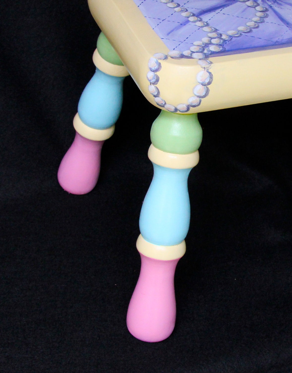 Hand painted trompe l'oeil footstool