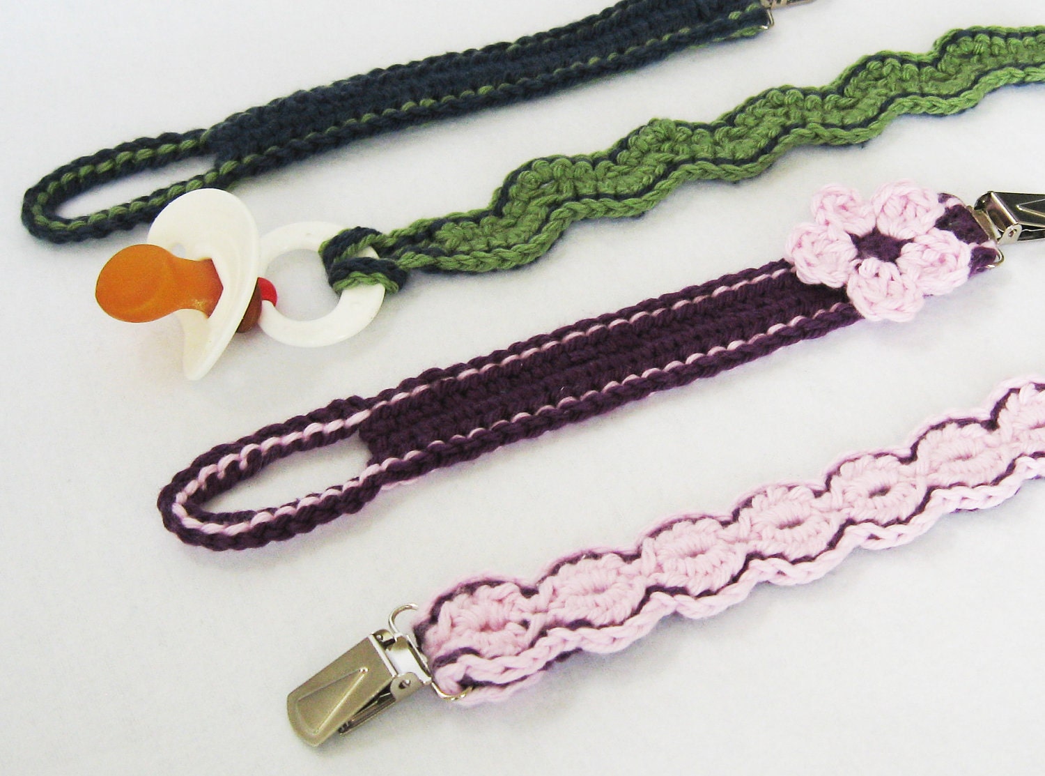 CROCHET PATTERN Baby Pacifier Clips: Instant Download