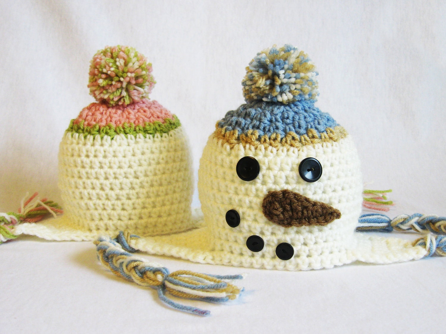 CROCHET PATTERN Snowman Earflap Hat (5 sizes included from newborn-10 years) Instant Download