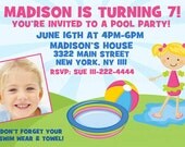 Pool Party Birthday Invitation (BOY OR GIRL) - Digital File - You Print - Customized Il_170x135