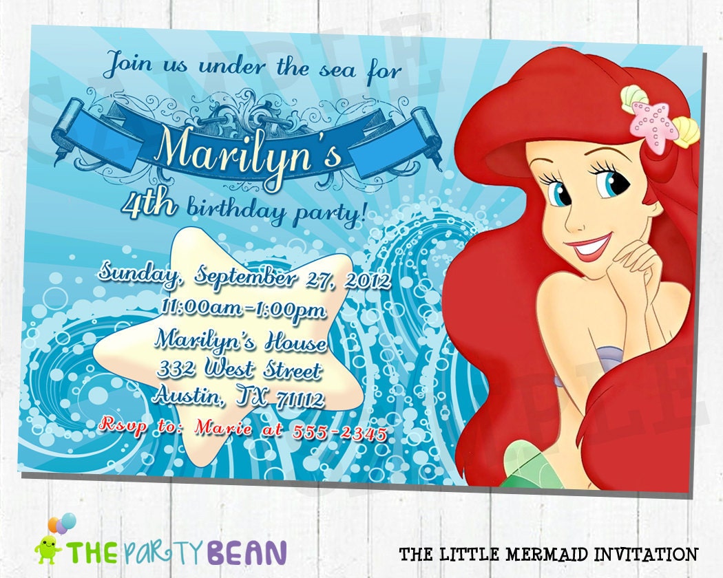 The Little Mermaid Ariel Invitation - Digital File - You Print - Customized Il_570xn