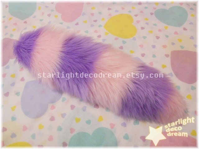 Large Cheshire Cat Style Faux Fur Fox Fairy Tail for Decora Kawaii Scene or Fairy Kei Cute Fashion