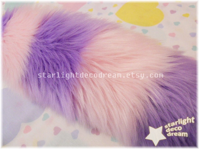 Large Cheshire Cat Style Faux Fur Fox Fairy Tail for Decora Kawaii Scene or Fairy Kei Cute Fashion
