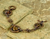 Hammered Copper Bracelet, Copper Washers, Tiger Skin Jasper