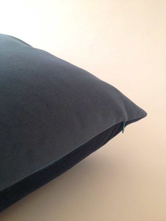 18x18 Teal Blue Cotton Velvet Pillow Cover- Square Decorative Throw Pillows- Invisible Zipper Closure- Cushion Cover 51x51cm