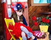 On FIREworks 4th of July Headband Hairbow Red White and Blue Patriotic