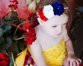 Backyard BBQ 4th of July headband hairbow Patriotic stretch band