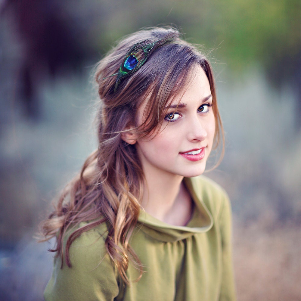 Simple Classy Peacock Headband or Bobby Pin