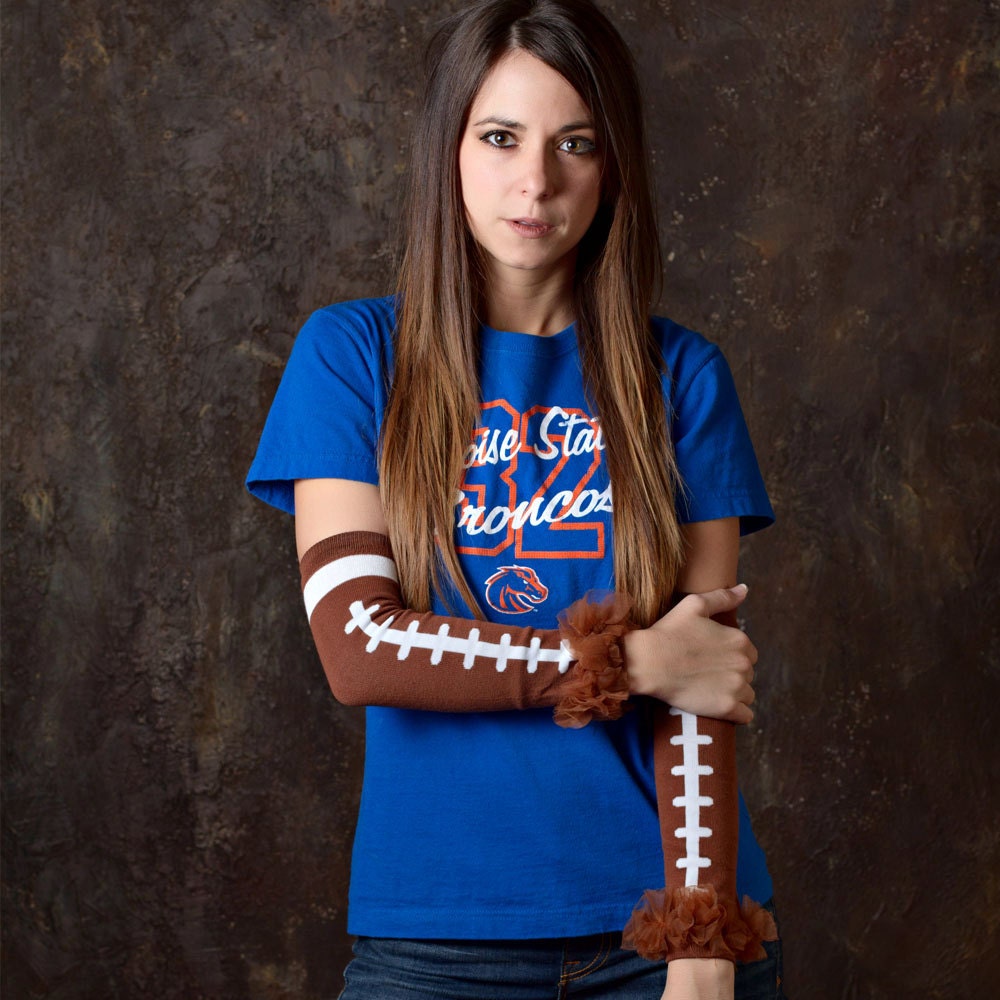 PACKAGE: Football Leg Warmers Leggings with Ruffled Ankles & Football Bow package CUSTOMIZED