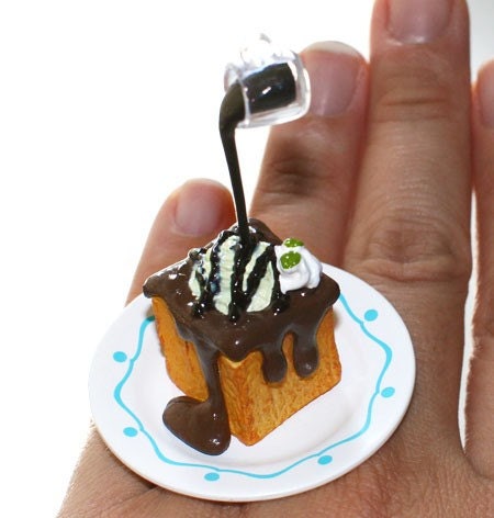 Kawaii Cute Japanese Floating Ring - Honey Toast with Chocolate Sauce Ice Cream