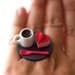 Kawaii Cute Japanese Miniature Food Ring - Coffee with Strawberry Heart Shaped Cake