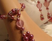 Rose Heart Crystal and Pearl Glamorous Beach Wedding Barefoot Jewelry Sandals Destination Bridal Jewelry