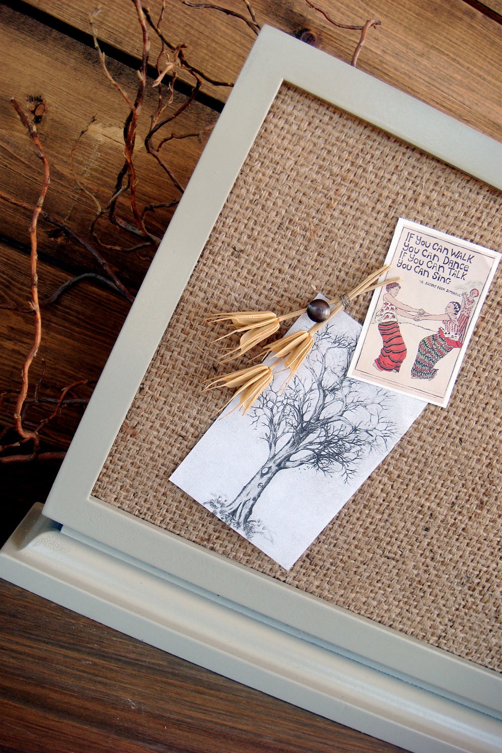 Free Standing Burlap Memo Board