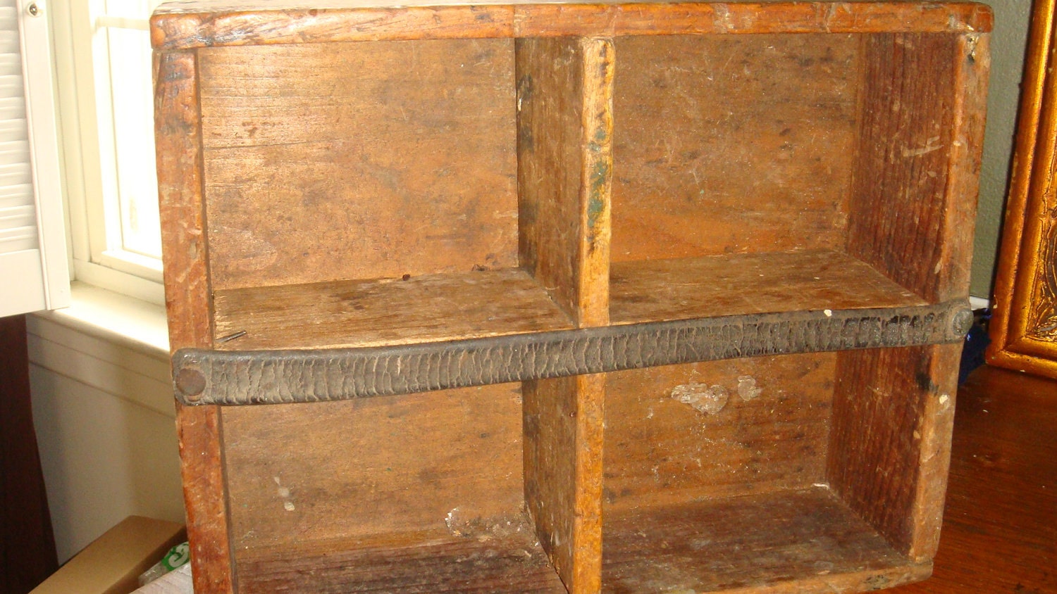 Antique Vintage Primitive 4 Squared Wooden Box Storage, Trinket Box Decorator Item