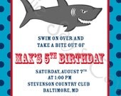 Shark Attack Invitation (Birthday, Baby Shower, Engagement, Rehearsal) Printable Custom Preppy