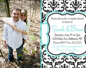 Printable Elegant Photo Bridal Shower Invitations Tiffany's Damask Design