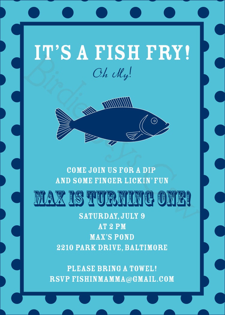 Fish Fry Invitation (Birthday, Baby Shower, Engagement, Rehearsal) Printable Custom Preppy