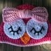 Baby Toddler Girl HOT PINK Crochet Sleepy OWL Beanie Hat w/Pink Bow -- Sizes: Newborn to 10yrs -- Cute Photo Prop
