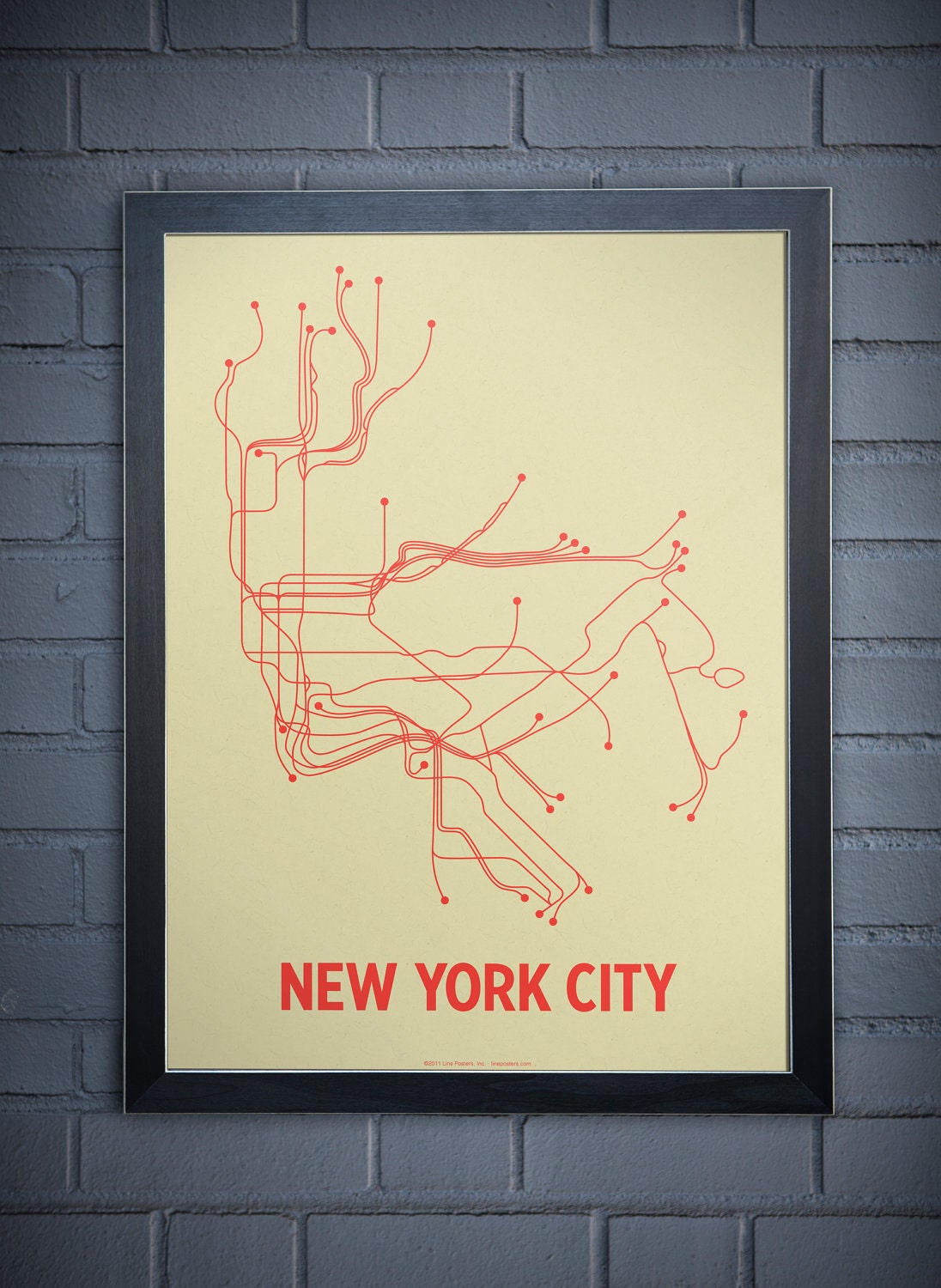 NYC Lineposter Screen Print - Cement Green/Orange