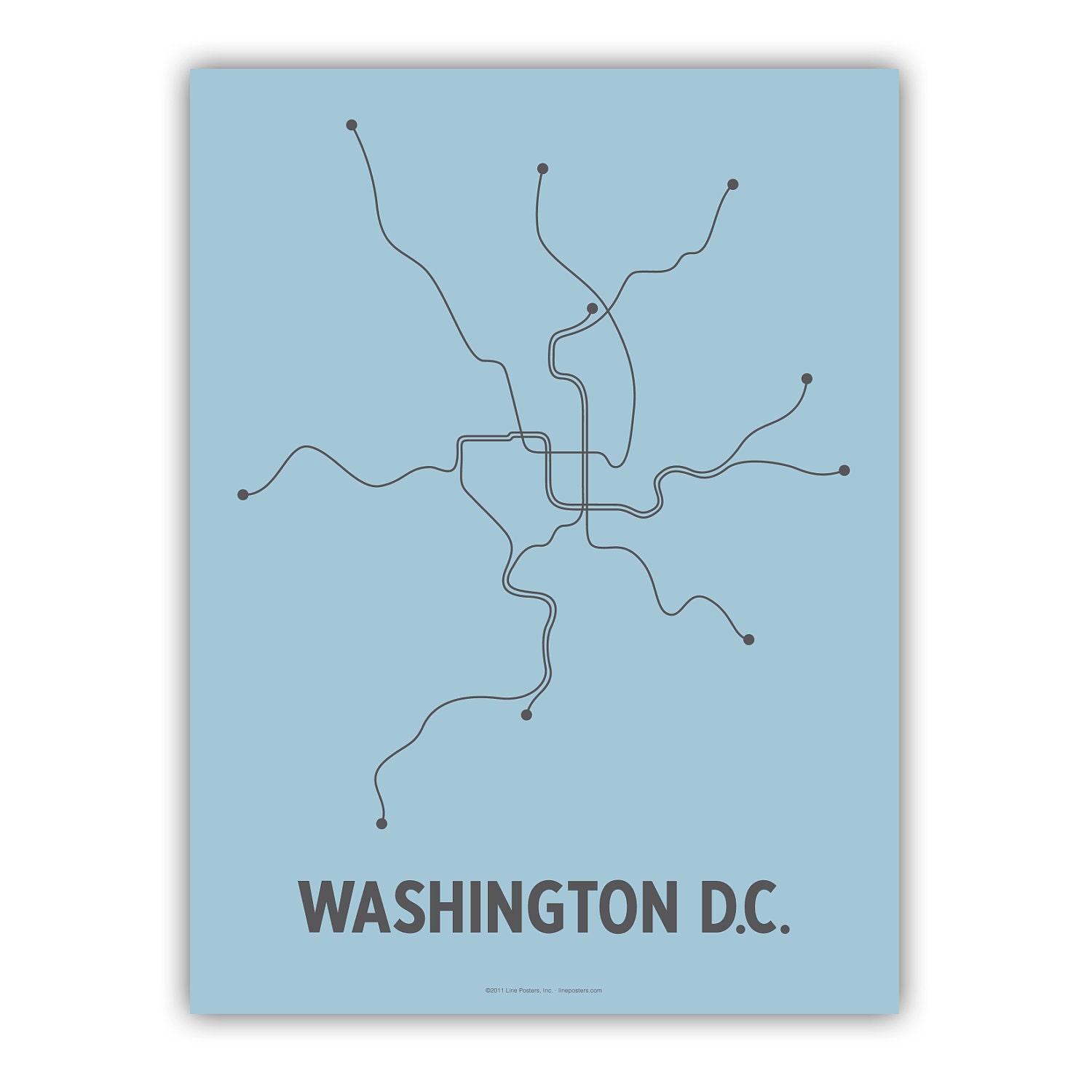 Washington DC Lineposter - Light Blue/Gray