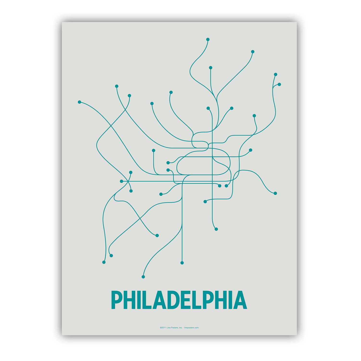 Philadelphia Line Poster - Light Gray/Teal