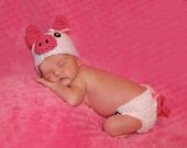 Crochet NEWBORN Piggy Hat and Diaper Cover Photography Prop