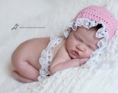 Crochet NEWBORN Lace Bonnet Photography Prop