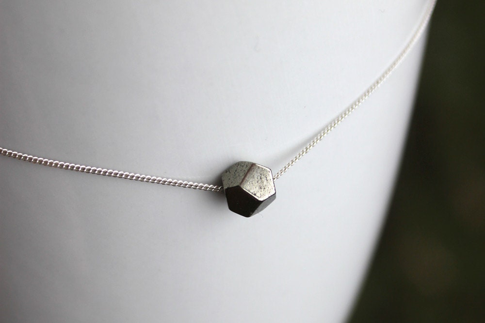 Delicate pyrite sterling necklace