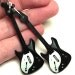 Guitar Earrings, Black & White, Long dangle 2- sided Jewelry, gift for musician, music fan, under 25