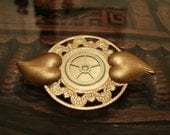 Brass Steampunk Brooch with Leaf Design