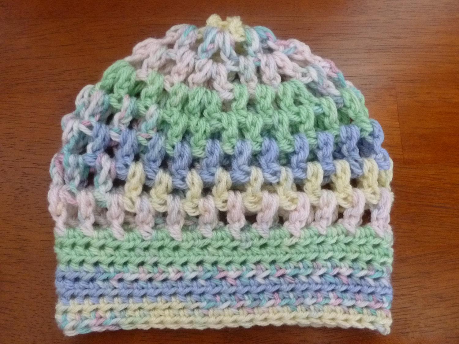 Crochet Puff Stitch Hat Size 0 to 3 Months - Ready to Ship -