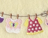 Baby Girl Clothesline Embroidered Flour Sack Hand/Dish Towel