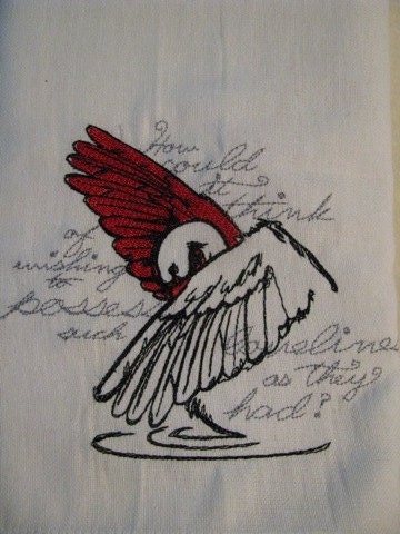Gothic Black Swan Embroidered Flour Sack Hand/Dish Towel