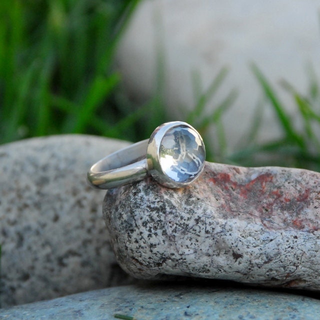 Celtic Triquetra Ring Sterling Silver Clear Quartz