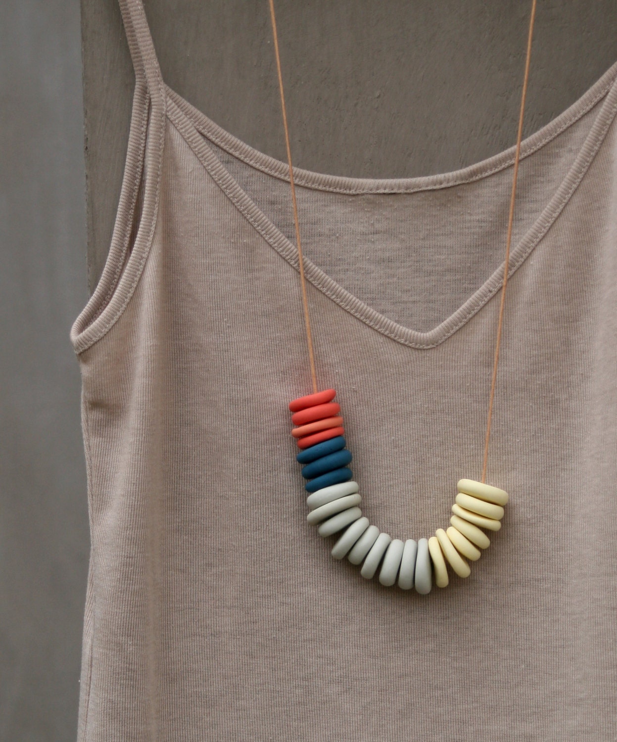 not quite flat beads make a handmade necklace