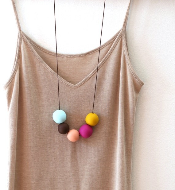 not quite round handmade beads make a necklace