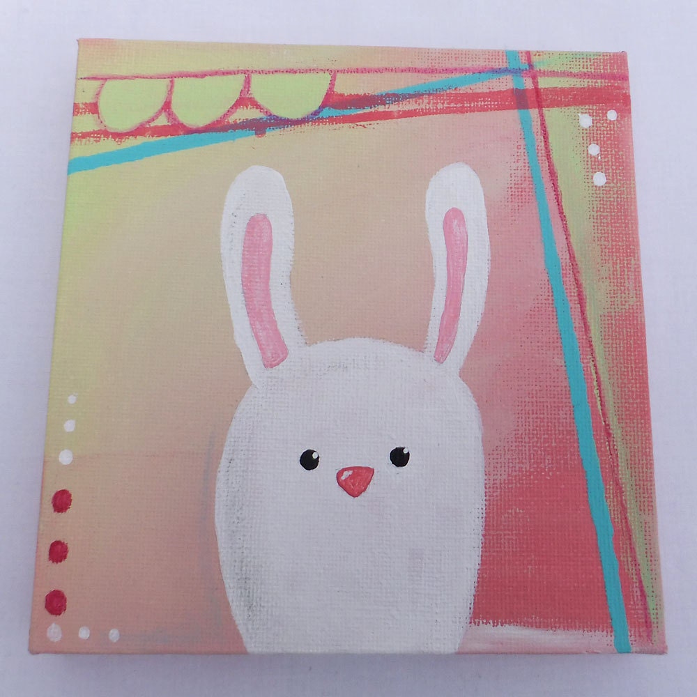 Original Whimsical Painting of Benito the Bunny