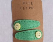 Grass Green Felt Hairclips