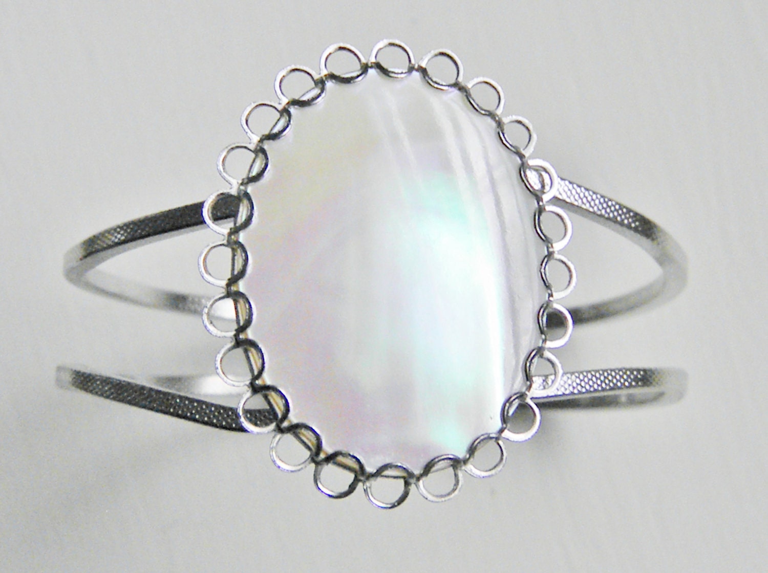 Vintage Mother of Pearl Clamper Cuff Bracelet, MOP