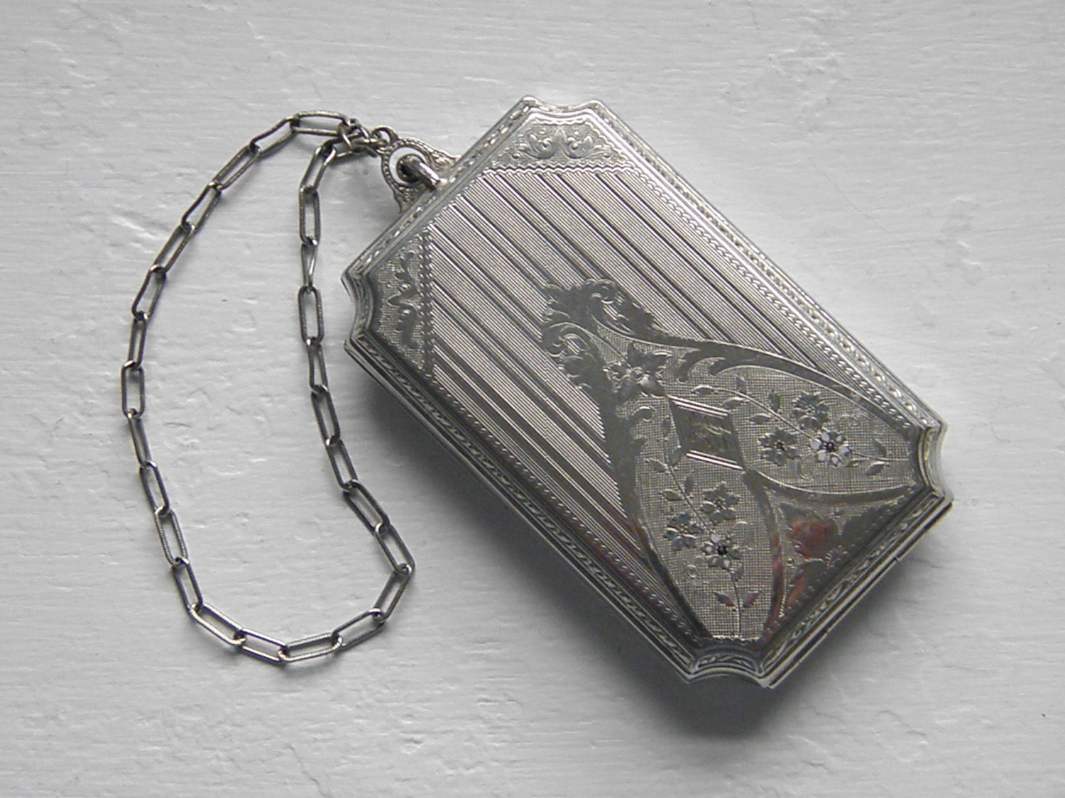 Vintage Art Deco Silver Dance Coin Compact Purse 20s