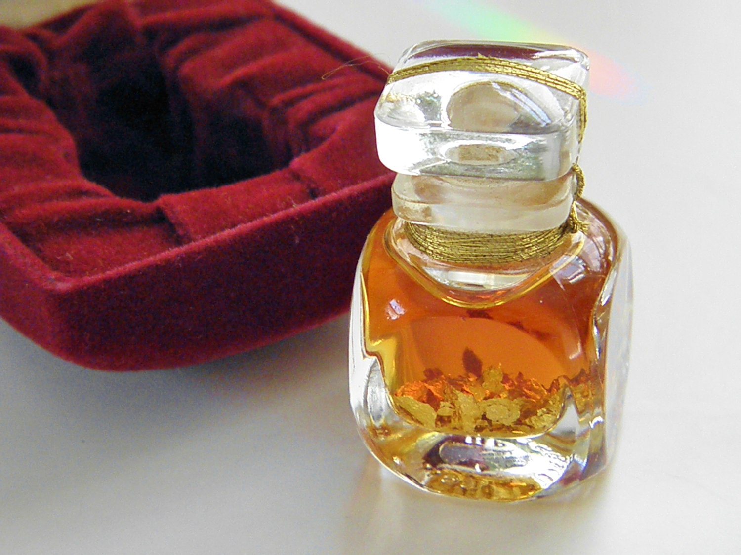 Vintage French Glass Perfume Bottle, L'air D'or