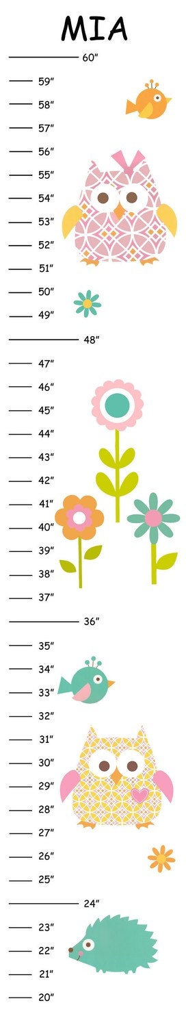 Personalized Happy Tree Owl Canvas Growth Chart