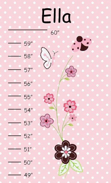 Personalized Ella Love Bug Canvas Growth Chart - Ribbon