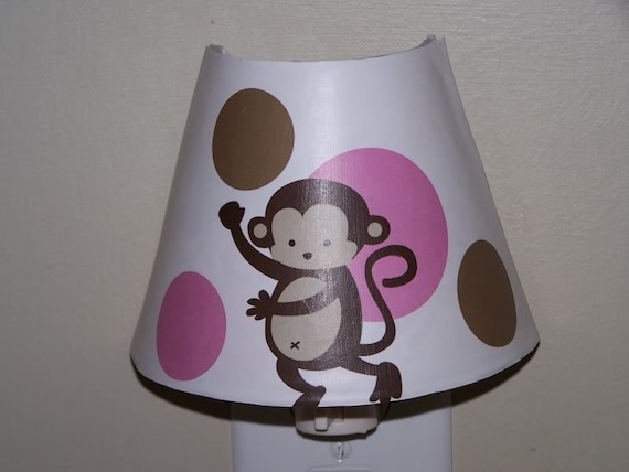 Pink & Brown Polka Dot Pop Monkey Night Light