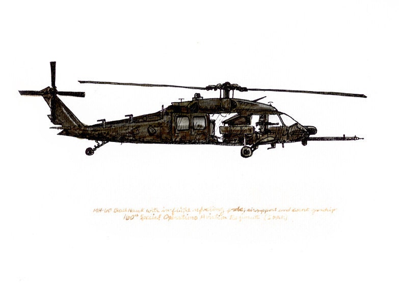 UH-60 Black Hawk, US Army Aviation watercolor print, 8x10"