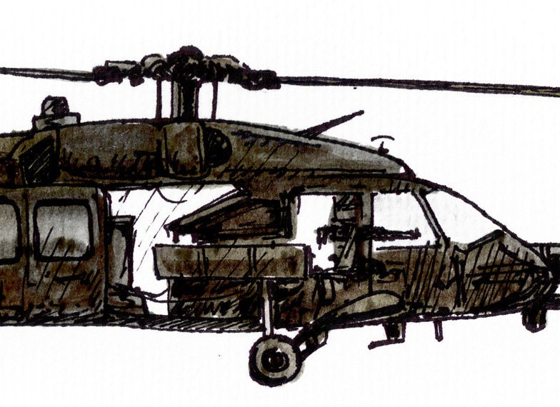 UH-60 Black Hawk, US Army Aviation watercolor print, 8x10"