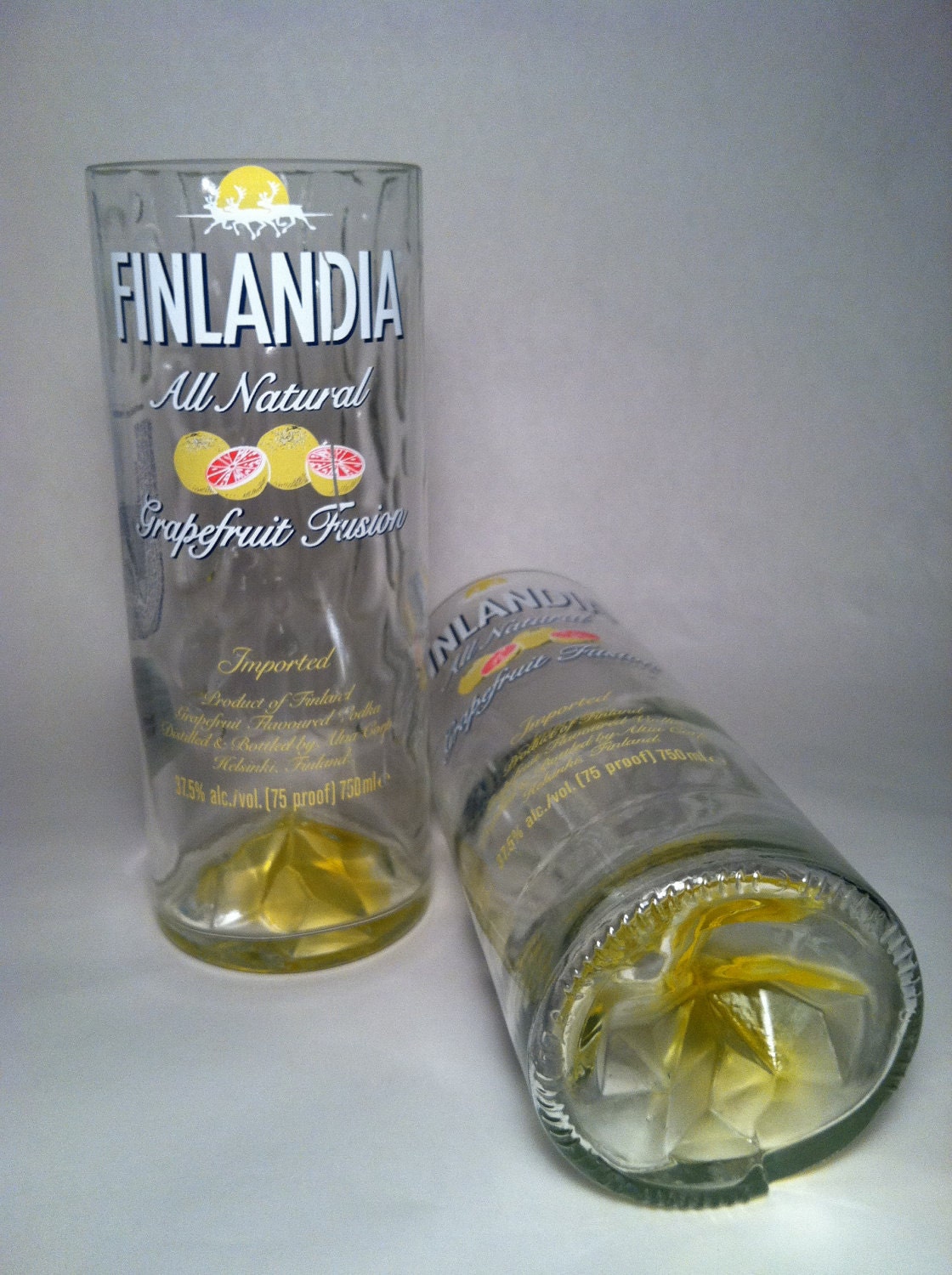 Finlandia Grapefruit Fusion Vodka Recycled Bottle Glasses - Set of 2