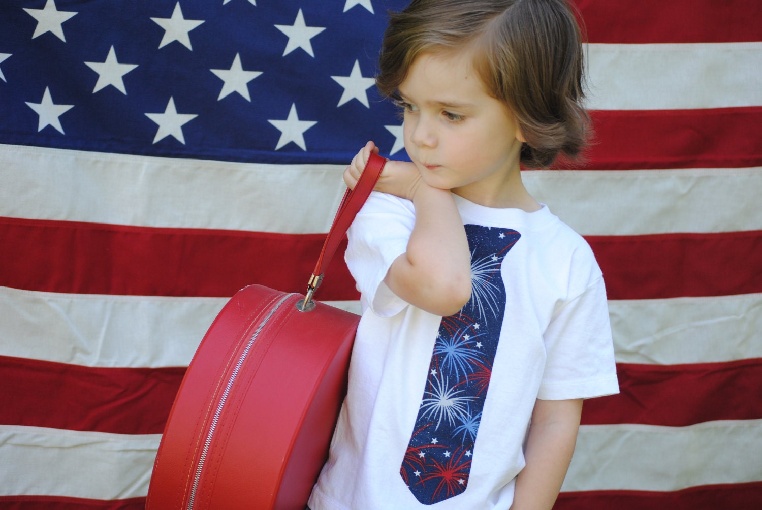 Baby your a firework- kids patriotic summer holiday tie tee (your choice of tie)