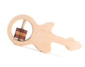 mod guitar RING RATTLE - all natural wooden toy, montessori wood play with organic finish, eco-friendly and local