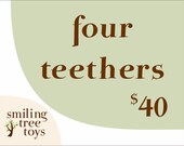 four wooden teething / grasping toys - all natural and eco-friendly wood teethers, heirloom gifts for newborn baby
